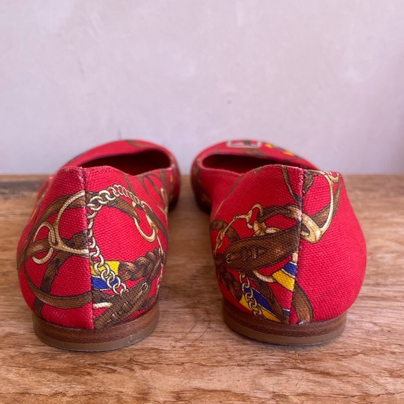 RALPH LAUREN COLLECTION Purple Label Red Equestrian Horse Bit Flat 9M Italy RARE - Picture 9 of 13